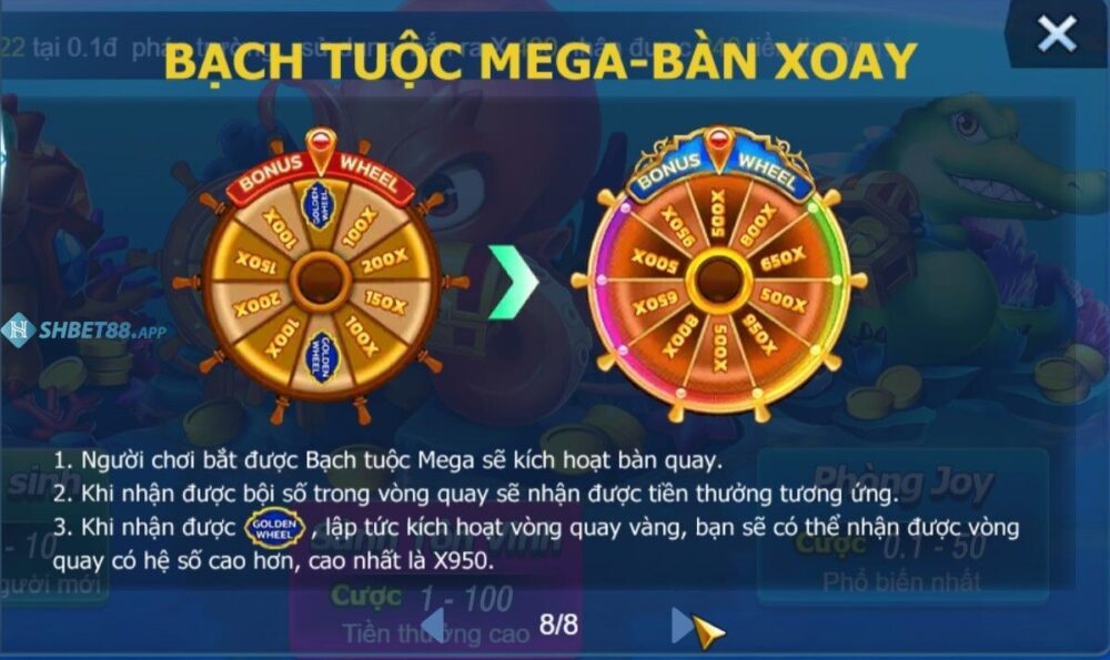 Bàn quay Bạch Tuộc MEGA trong game vua đánh cá