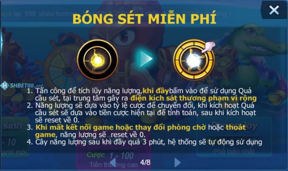 Bóng sét miễn phí trong game vua đánh cá