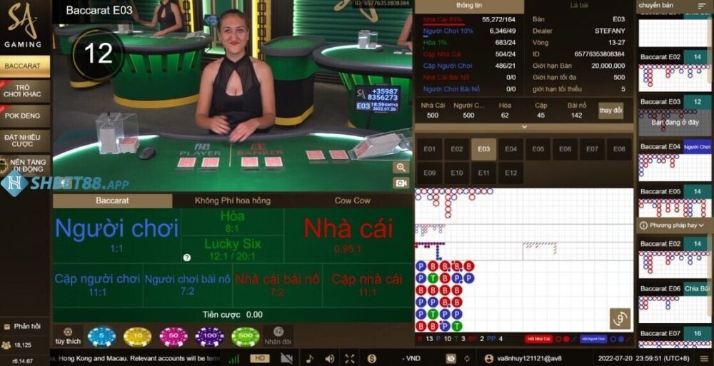 Casino online Shbet có người thật chia bài