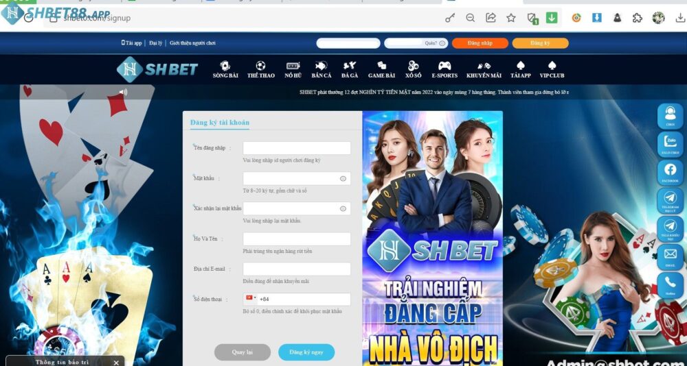 Người chơi truy cập vào link vào Shbet