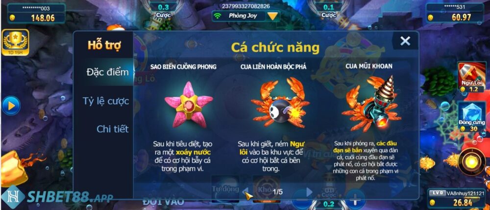 Những tính năng đặc biệt trong game Happy Fishing