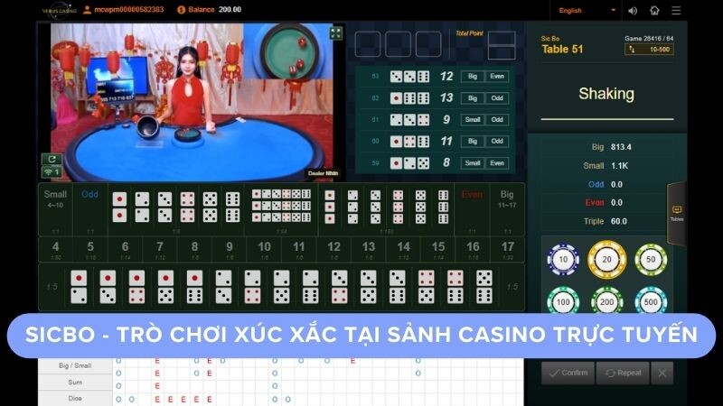 Sicbo - Trò chơi xúc xắc tại sảnh casino trực tuyến