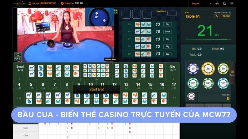 Bầu cua - Biến thể casino trực tuyến của mcw77